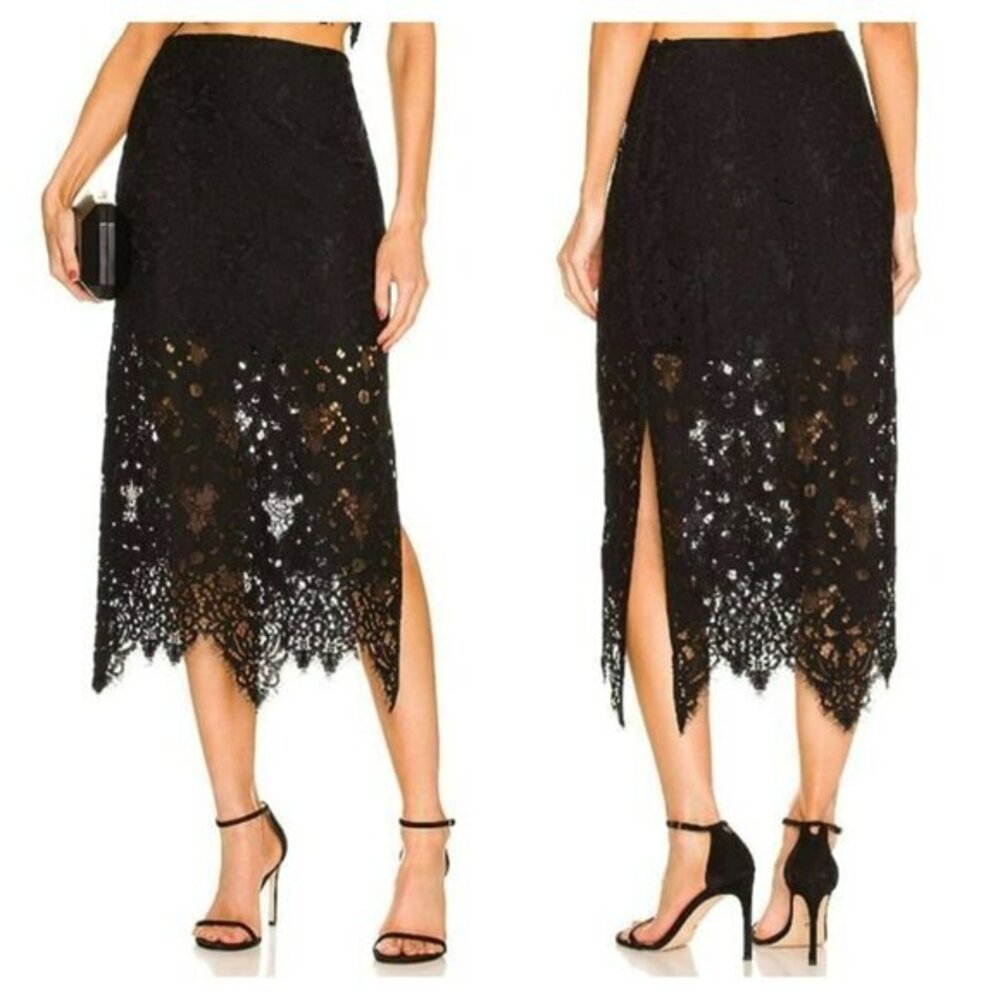 L'Academie Jasmine Lace Maxi Skirt - Black